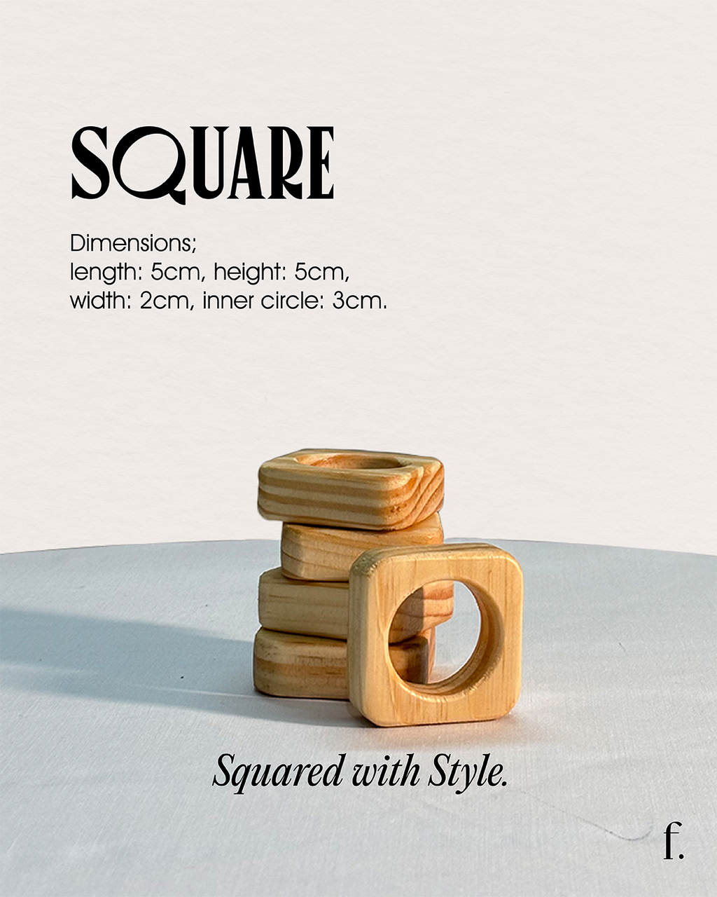 Square Wooden Napkin Ring