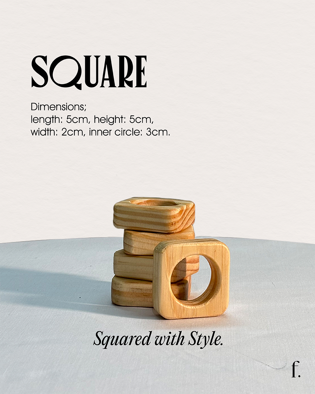 Square Wooden Napkin Ring