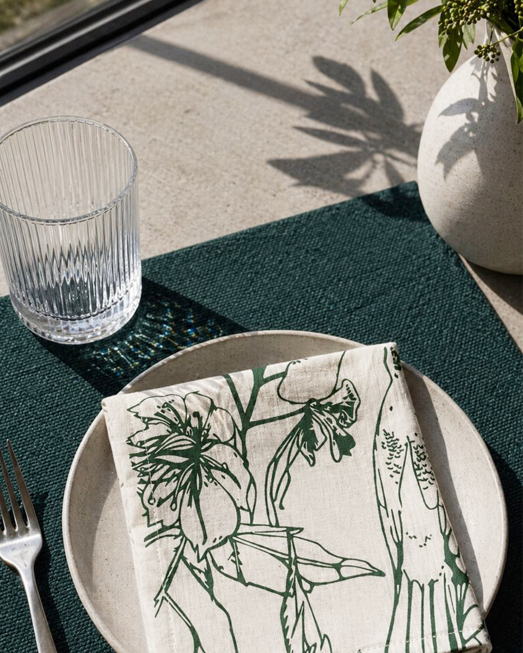 Garden in Deep Green — Screen-Print Napkin