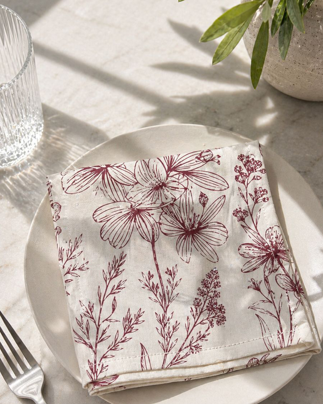 Pink Floral Print — Screen-Print Napkin