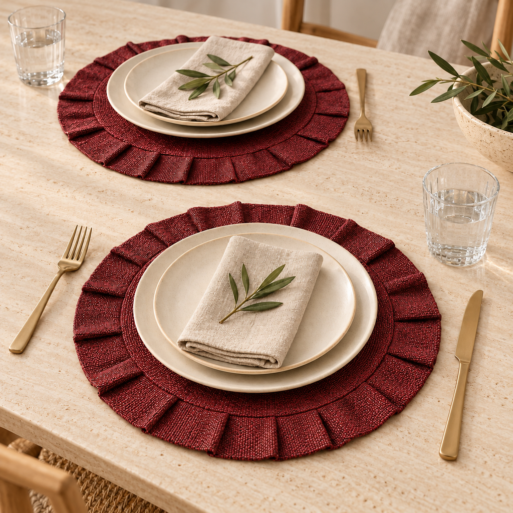 Deep Red Plaited Placemat