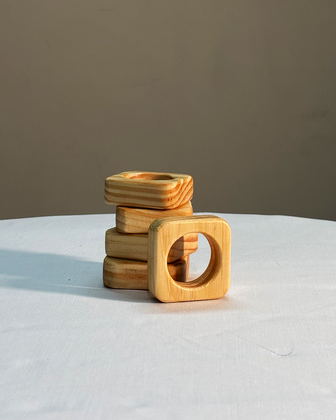 Square Wooden Napkin Ring